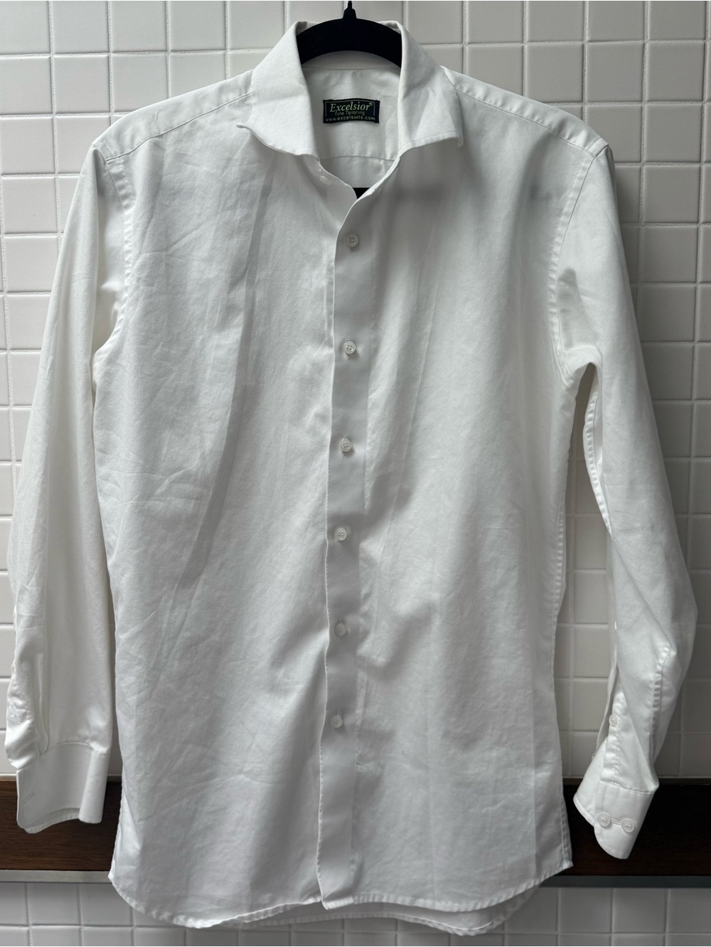 Excelsior Small Classic White Men's Button Up Dress Suit Shirt - Long Sleeve
